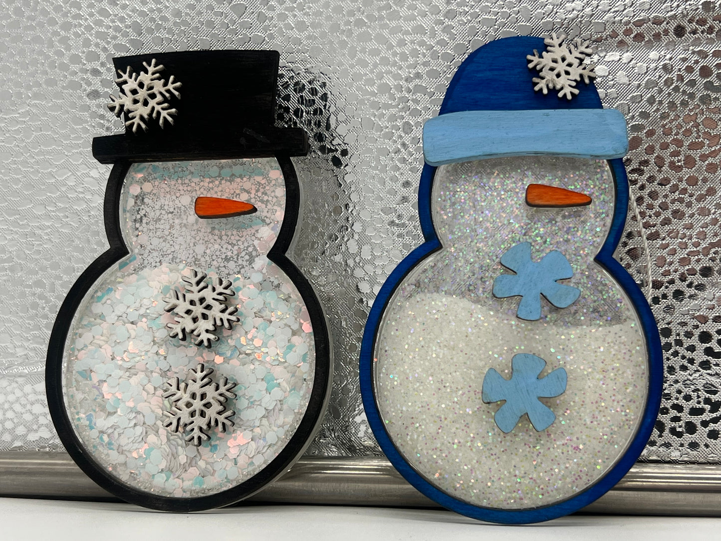 Snowman glitter shaker ornament