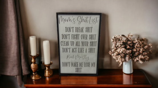 Mom's List Sign