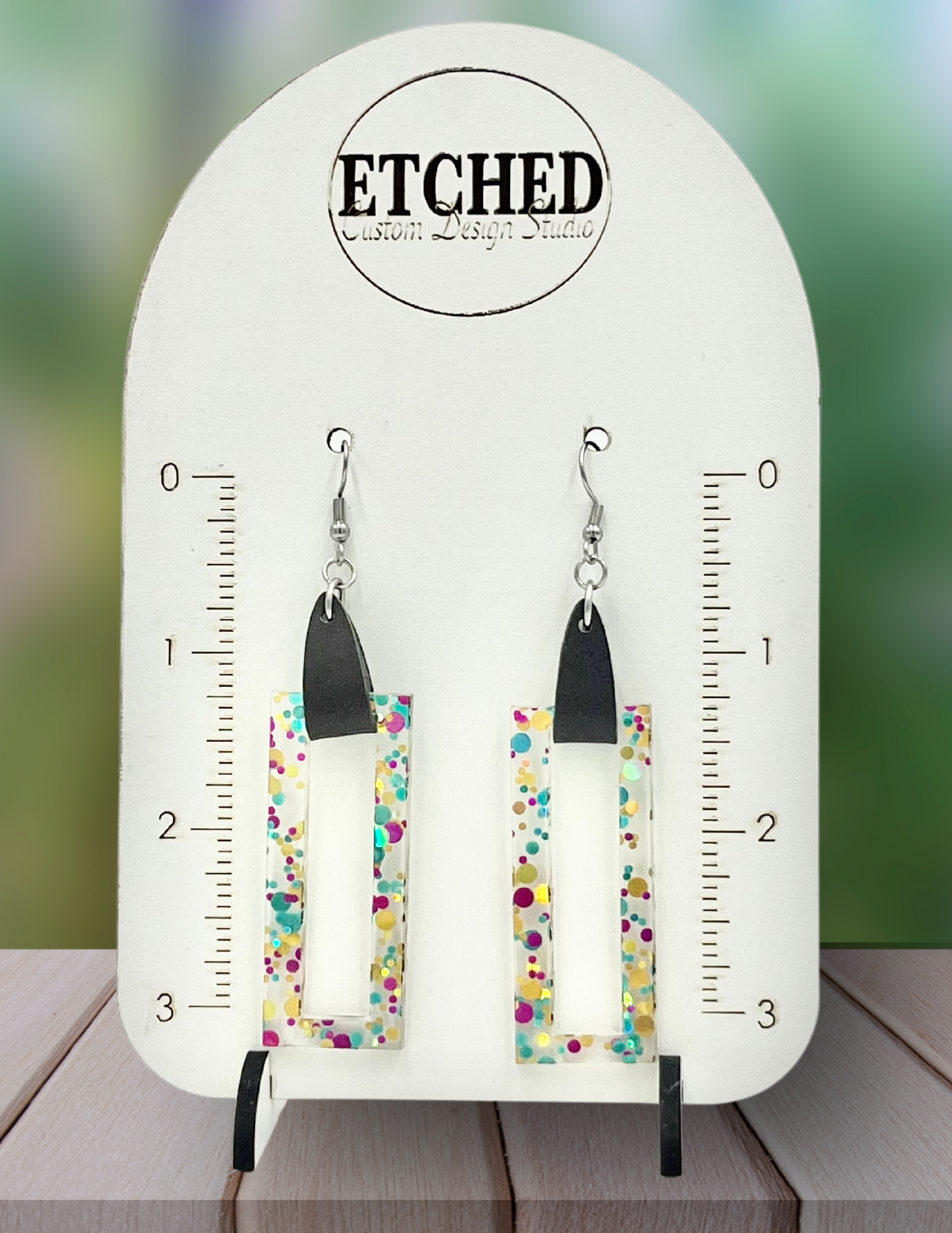 Bright Confetti Acrylic Open Rectangle Earrings